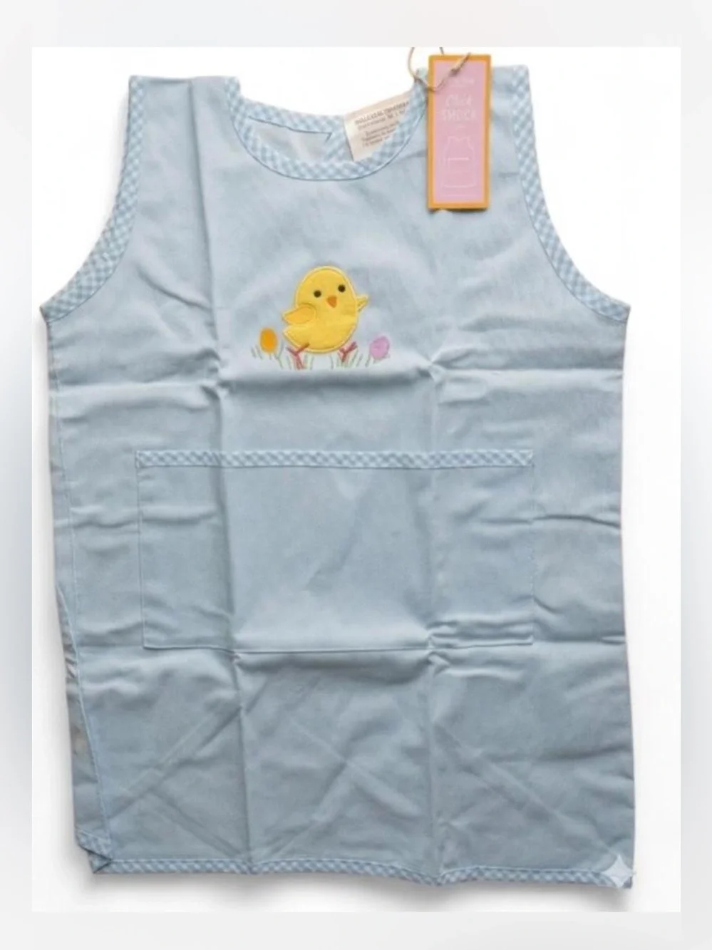 Williams Sonoma Easter Blue Kids Bib Apron Smock with Yellow Chick